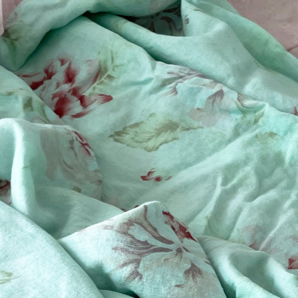 [신상특가] 블랑슈아 리제 민트&amp;핑크 면 거즈 롱프릴 사계절 블랭킷 담요 이불