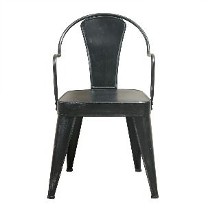 [한정1개/아울렛]꼬떼따블 22952 블랙 라운드 등받이 철재 카페 식탁 인테리어 팔걸이 의자 암체어